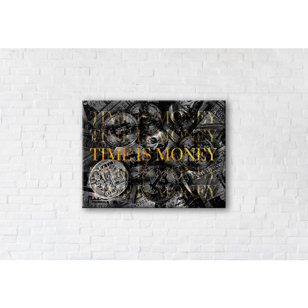

Картина на холсте Time is money Black 90x120см Franklin