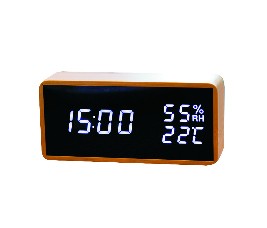 

Часы настольные FG ET562B Натуральный электронные из дерева с будильником и измерением температуры, влажности