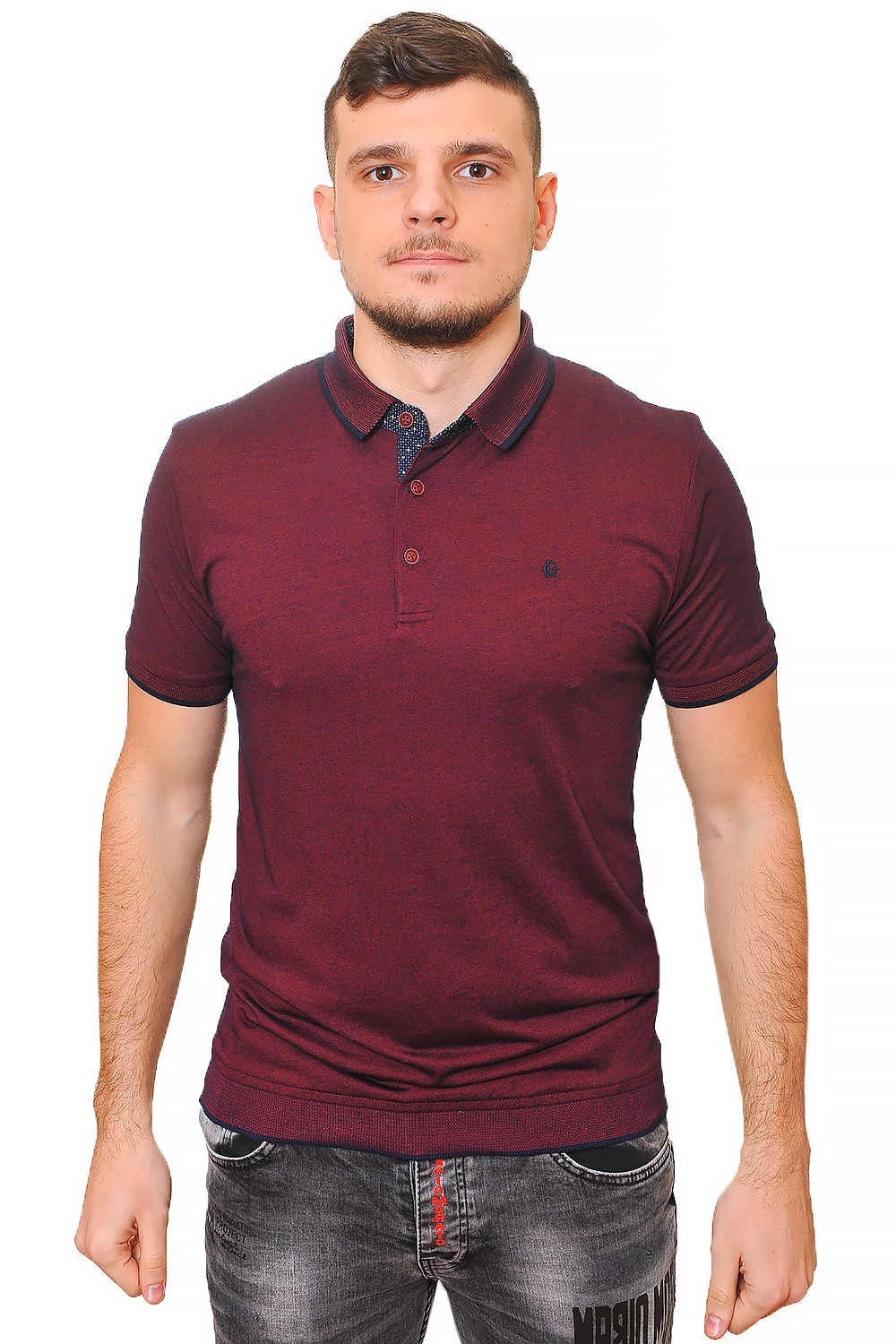 

Футболка-поло LE GUTTI 20-1537-05 2XL бордовая