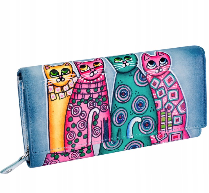 

Женский кожаный кошелёк Kochmanski с RFID 17 х 9 х 4 см лимитированная коллекция Коты (K-RM-N22-4276)