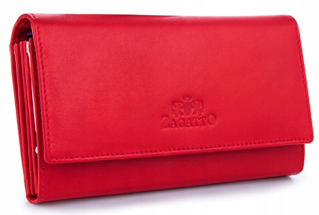 

Кошелек женский из натуральной кожи Zagatto RFID с защелкой горизонтальный 9 х 17 х 3.5 см, красный