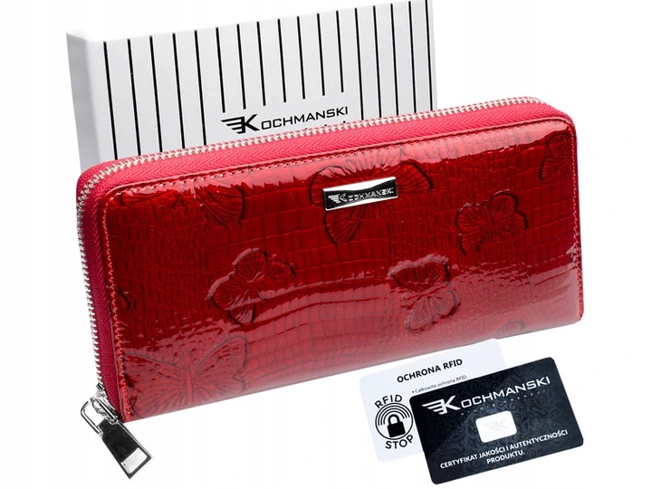 

Женский кошелёк лакированный натуральная кожа Kochmanski RFID 9.5 х 19 х 2.5 см красный (RFID K-RSBF-76119-1732)