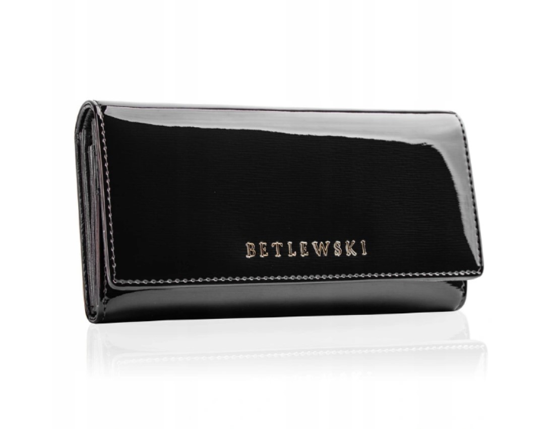 

Женский лакированный Betlewski Premium кошелёк с защитой RFID 10 х 18 х 4 см (ZBPD-BS-100) черный