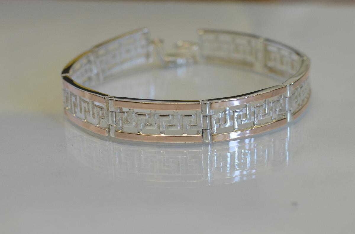 

Серебряный браслет с пластинами из золота Silver Style Бр4
