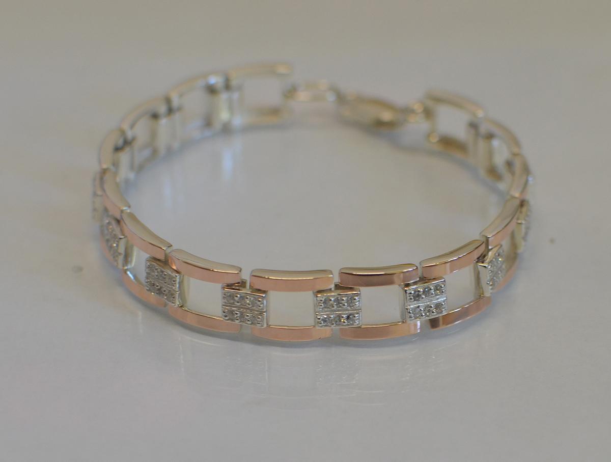 

Серебряный браслет с золотыми пластинами Silver Style Бр15