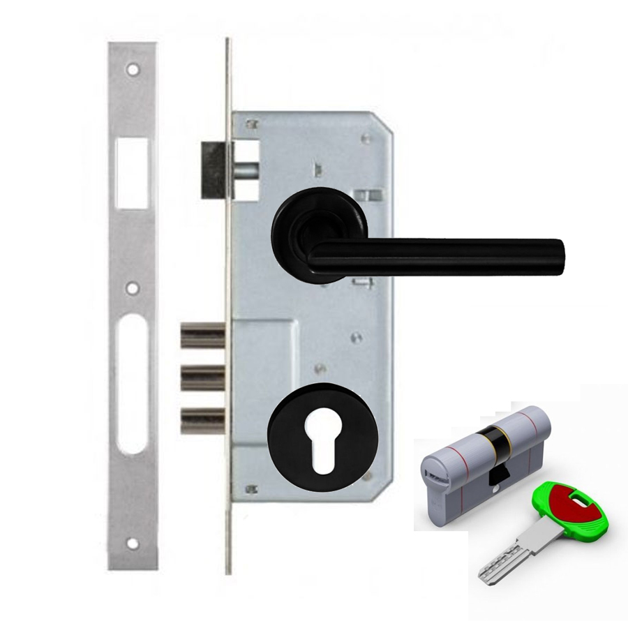 

Дверной замок с ручкой Kale 152-3MR CONDI BLACK SECUREMME K22