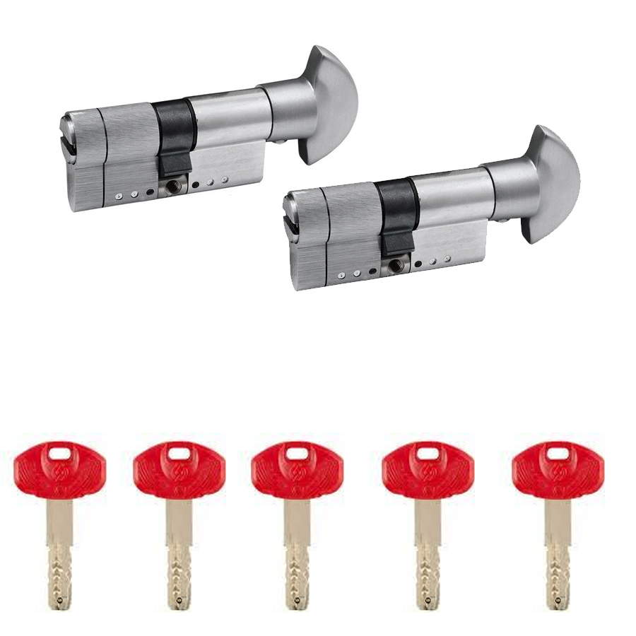 

Два цилиндровых механизма с одинаковым ключем SECUREMME K75 ключ-тумблер (мат хром) 80 мм (45+35Т)