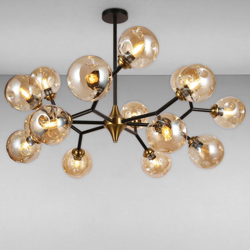 

Люстра молекула подвесная Light House LS-17073-15 BK+BR черная