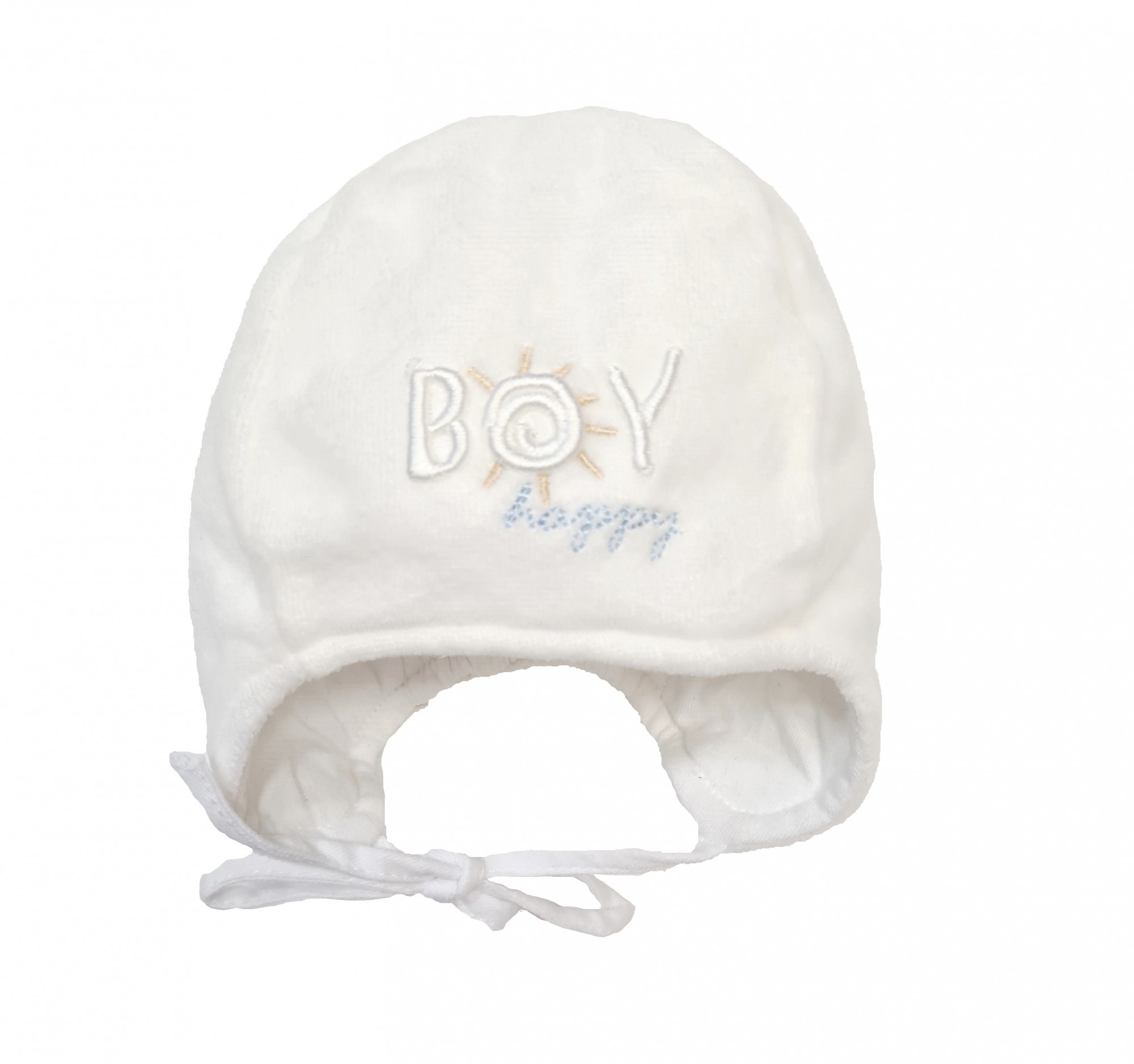 

Детская шапка для мальчика Pupill Boy 38-40р белая велюровая