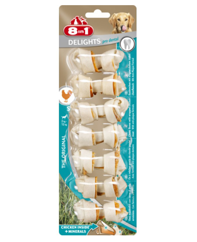 

Кость с куриным мясом "Delights Dental Bones S" 8 in 1 BGL-IN-115