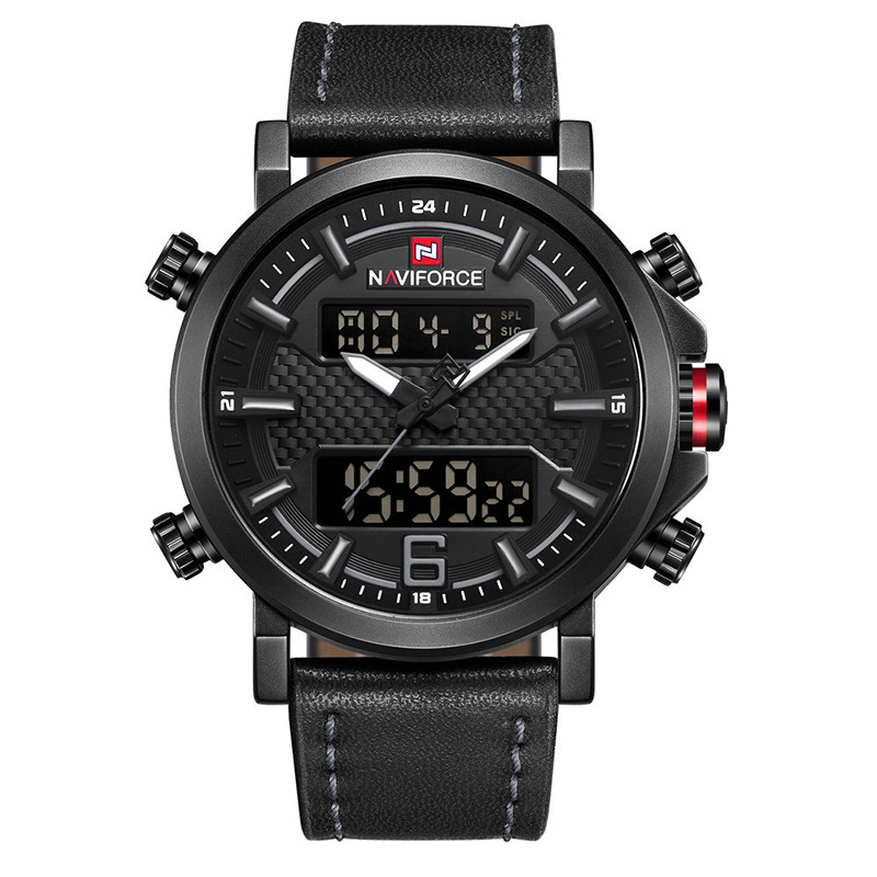 

Часы мужские NAVIFORCE NF9135 Black наручные спортивные кварцевые с двойным дисплеем электронные