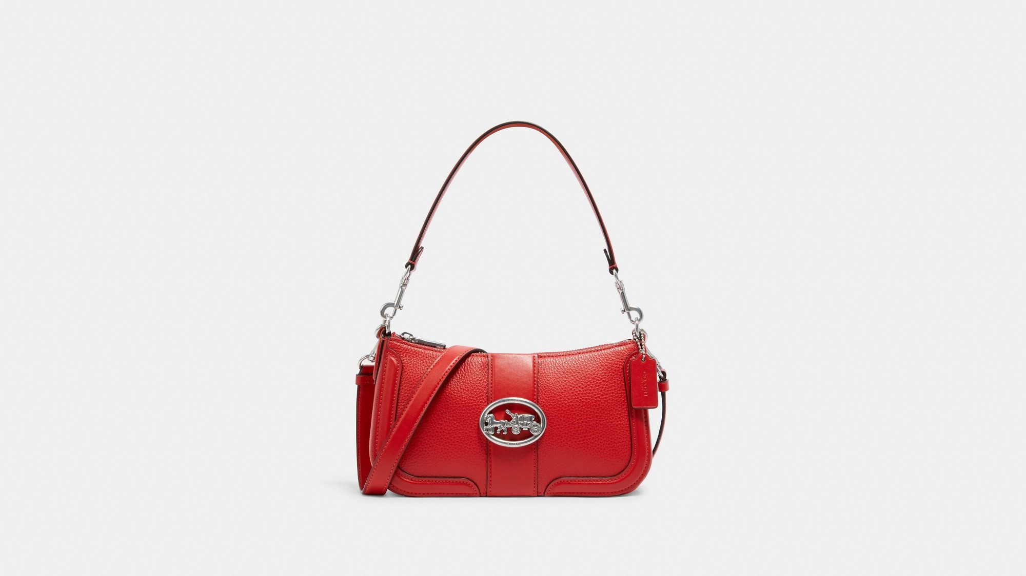 

Сумка Coach Georgie Baguette Silver/Bright Poppy