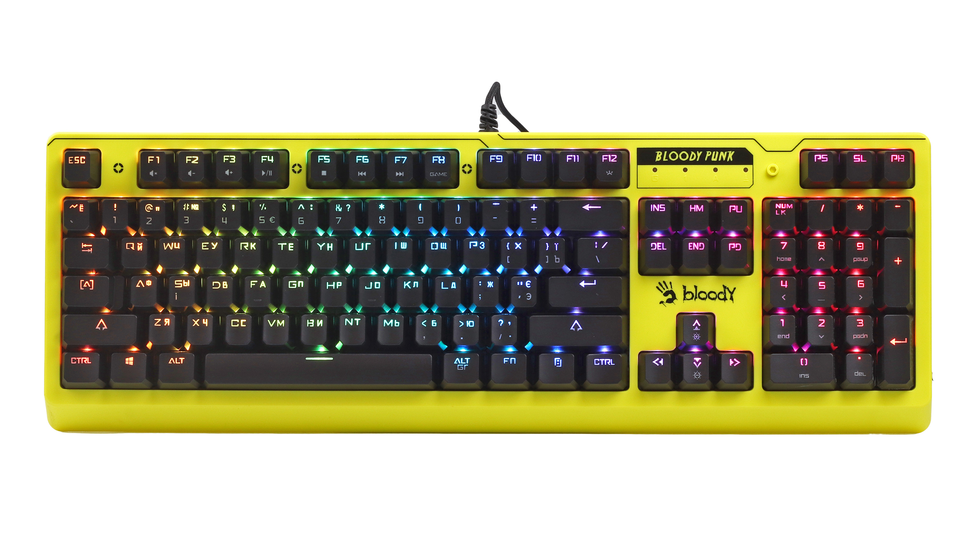 

Клавіатура дротова Bloody B810RC USB Punk Yellow