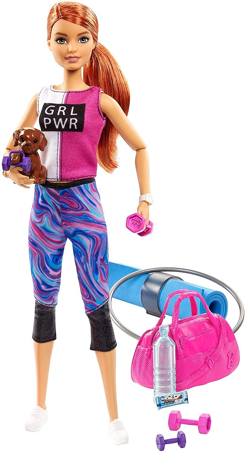 

Лялька Barbie Fitness Doll, Red-Haired, with Puppy and 9 Accessories Барбі Фітнес (GJG57) (B07XF98T7W)