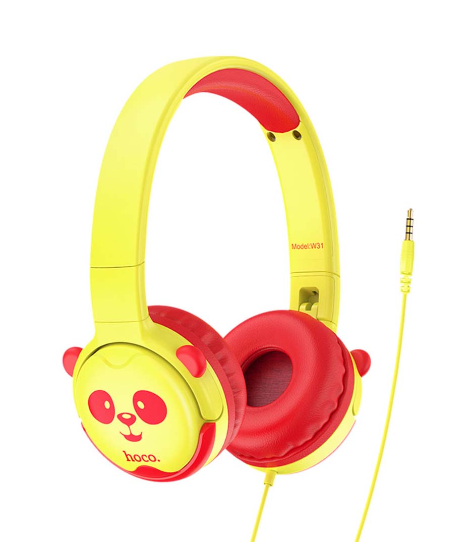 

Наушники накладные проводные HOCO W31 PANDA Cheerful Headphones Желтый/ Красный (W31Yellow)