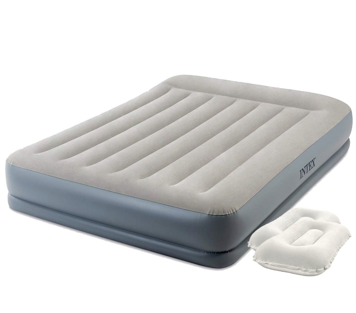 

Надувная кровать со встроенным электронасосом и подушками Intex 64118-1 Pillow Rest Mid-Rise Airbed двуспальная (152х203х30) серая (it-64118-1)