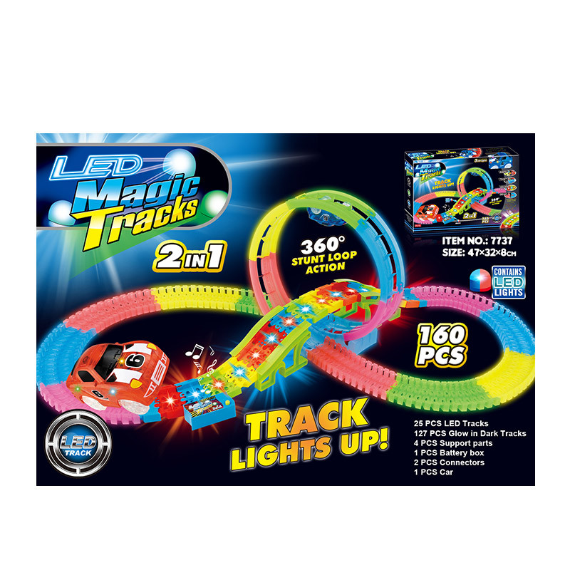 

Детский Автотрек "Magic Track" A-Toys светящийся в темноте 160 дет. (7737)