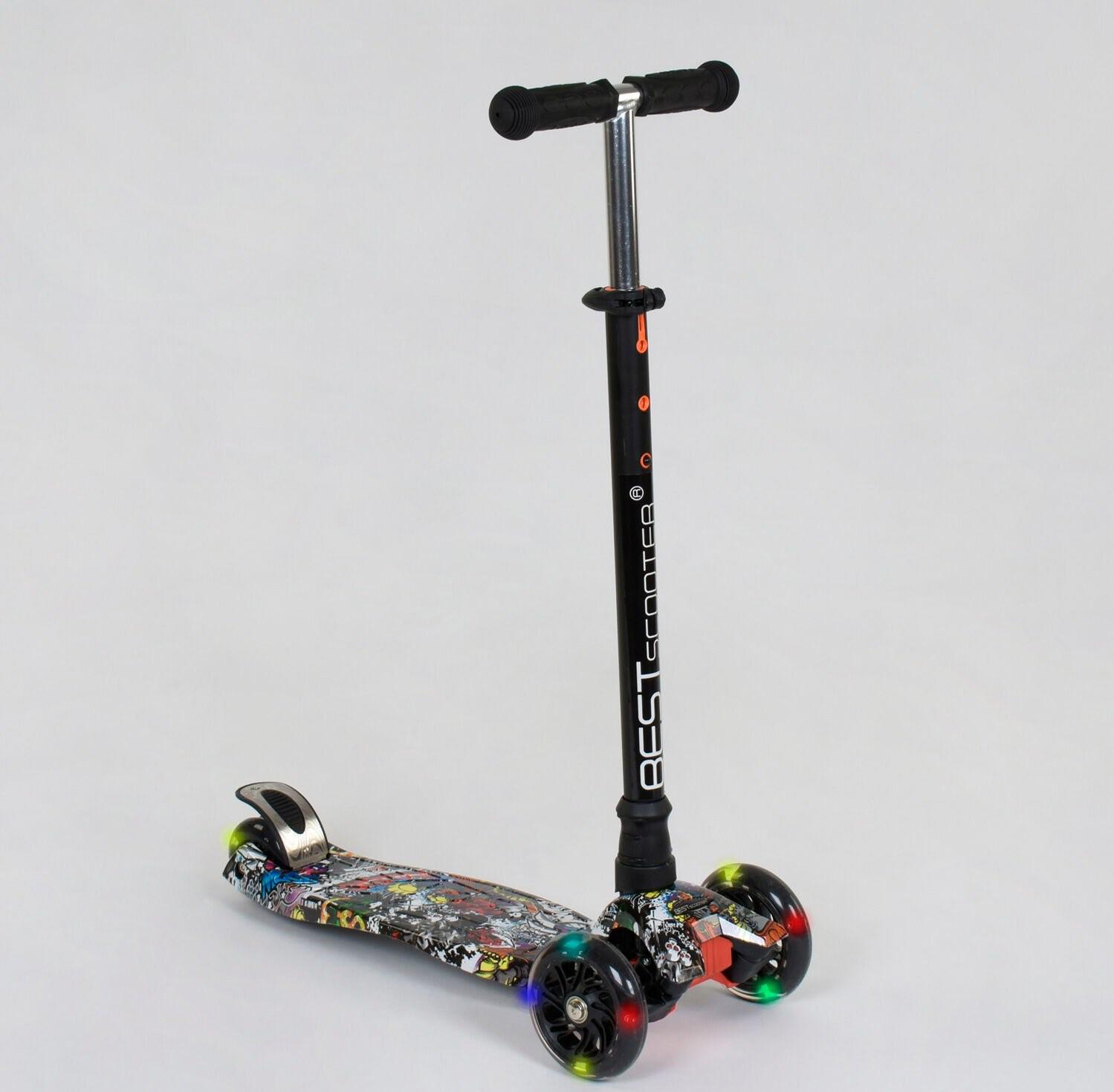 

Самокат А 24642 /779-1386 MAXI Best Scooter пластмассовый, 4 колеса PU, СВЕТ, трубка руля алюминиевая, d=12см