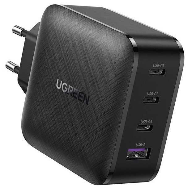 

​Быстрое сетевое зарядное устройство Ugreen GaN Fast Charger 65W 3 Type-C + USB Type A PD 3.0 QC4.0 70774 black