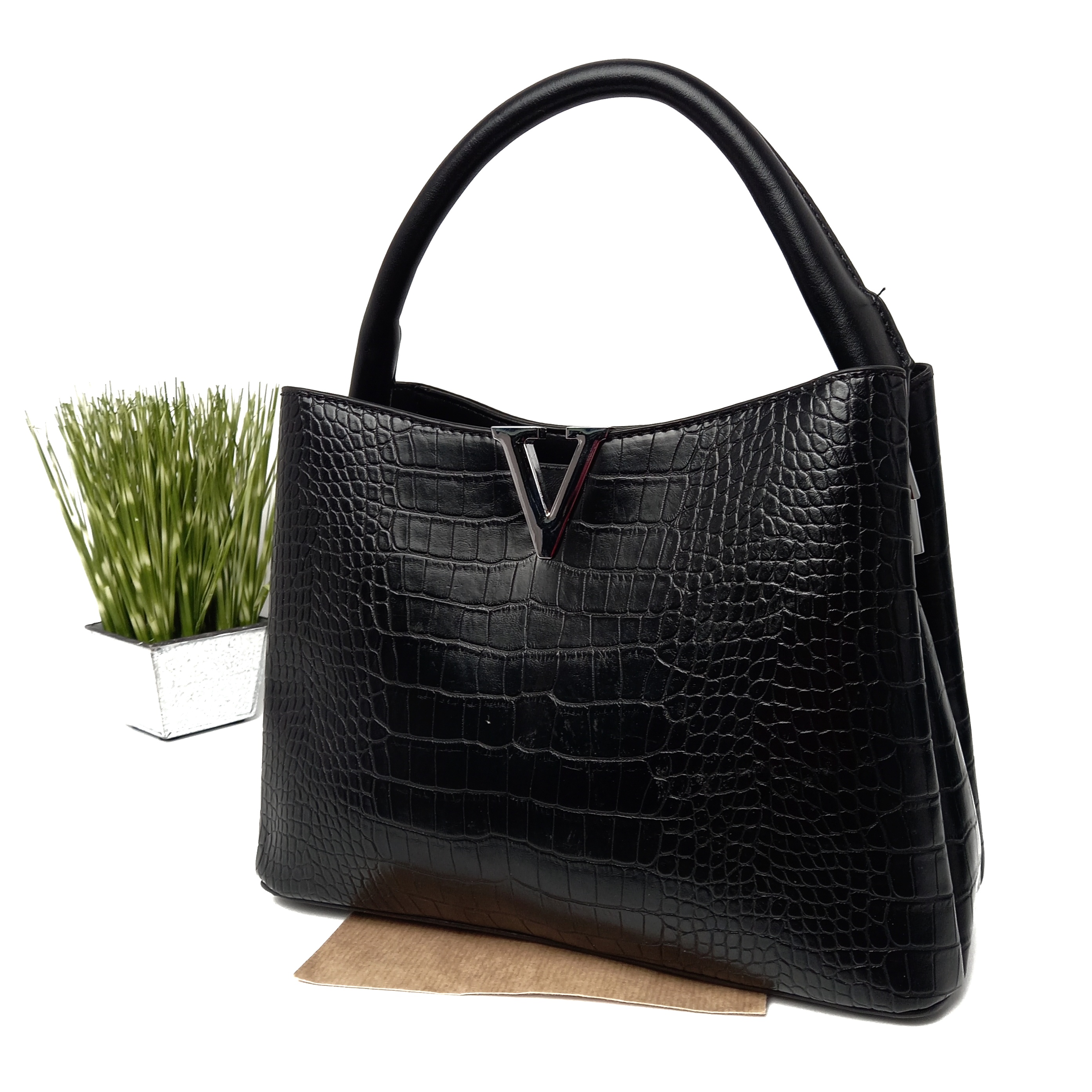 

Модная вместительная сумка женская искусственная кожа JOHNY черная HY-3011 black