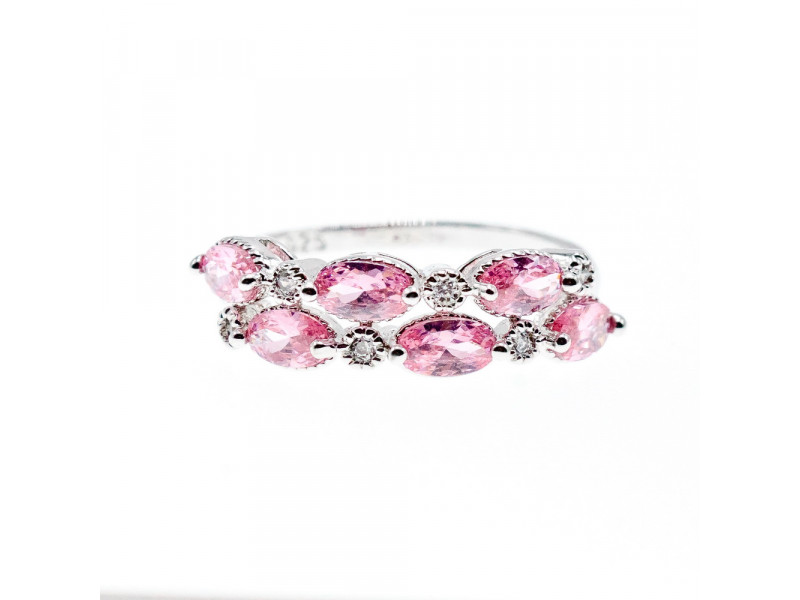 

Серебряное кольцо 925 пробы с розовыми фианитами Очарование Sky Jewelry 002491