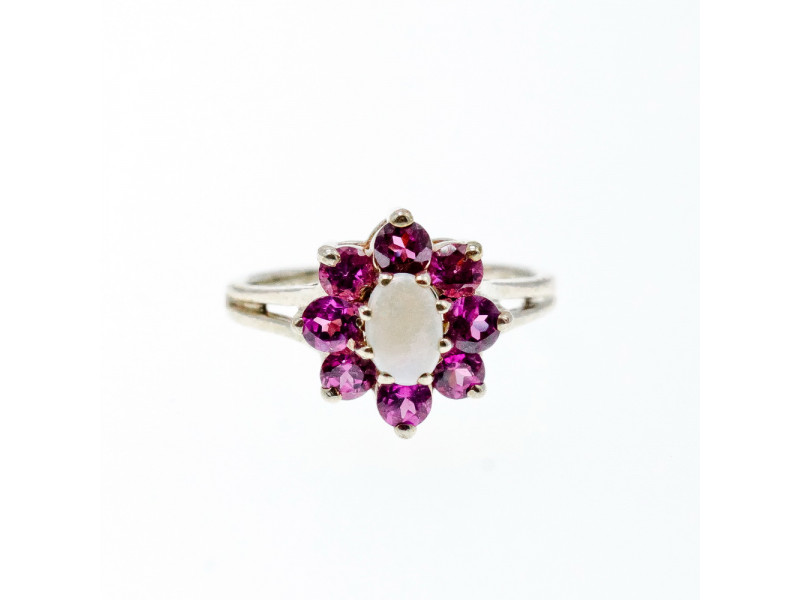

Серебряное кольцо с опалом и розовой шпинелью Цветы Натуральный Sky Jewelry 002608