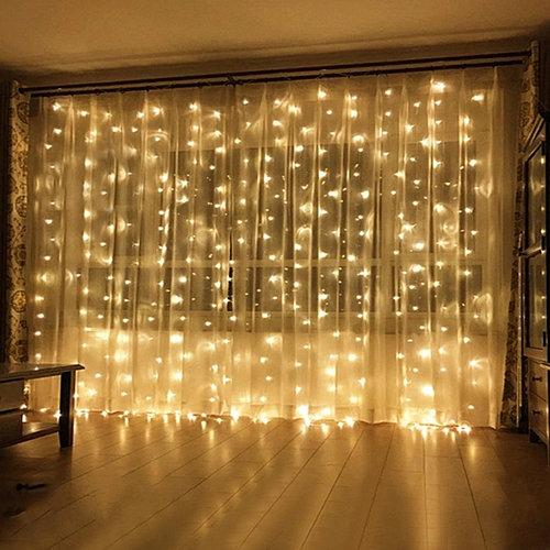 

Новогодняя светодиодная гирлянда Водопад 2х2м 160 LED штора тон света Теплый белый
