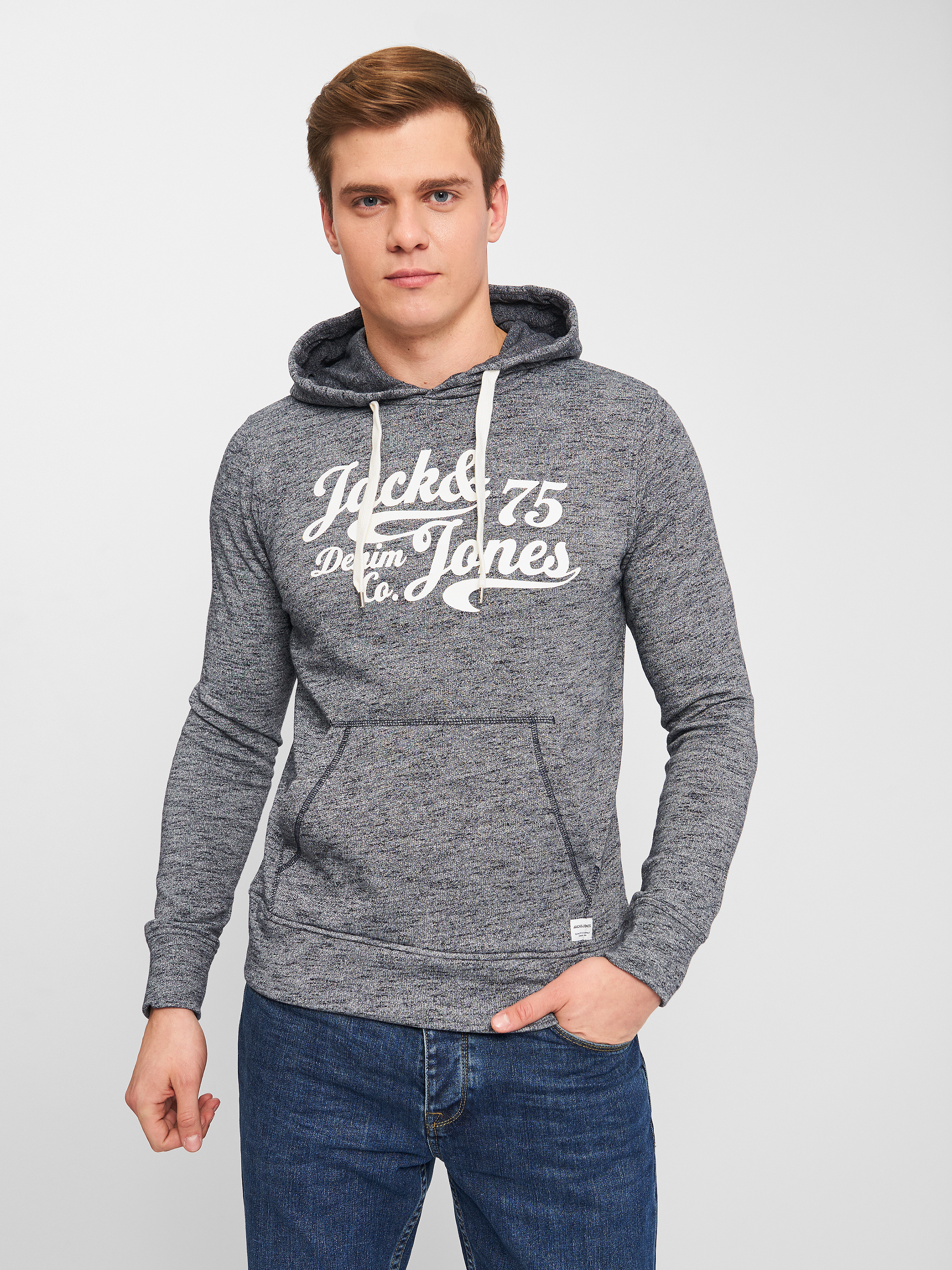 

Худи Jack & Jones XAZ118624OQUV S Темно-синее с принтом