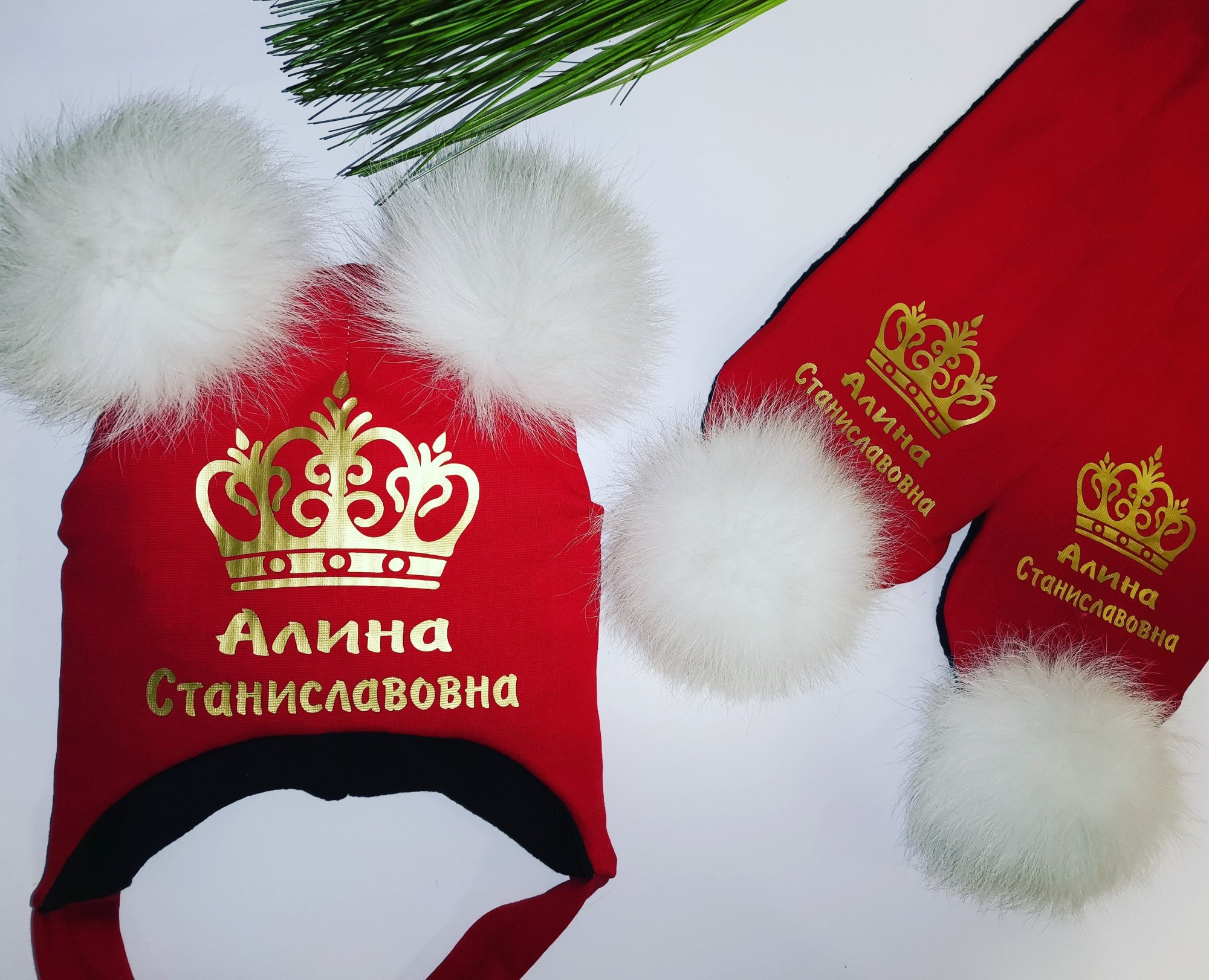 

Зимний набор шапочка и шарф Amika_brand с любой надписью размер 52-54 красный 096