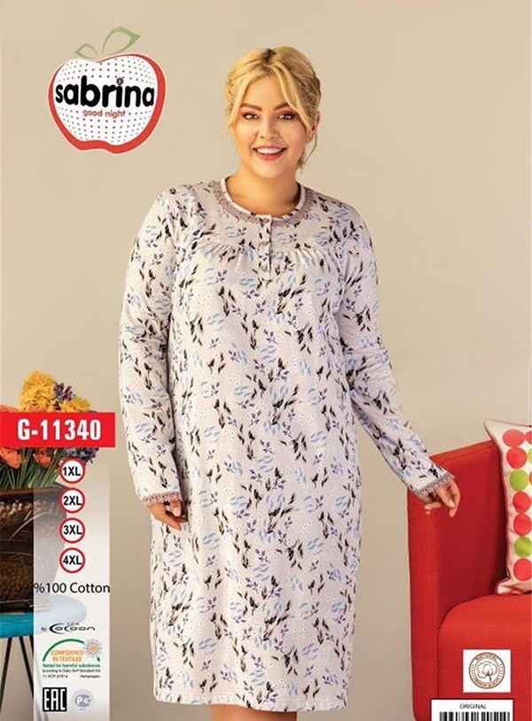 

Женская ночная рубашка с длинным рукавом Sabrina 11340 1XL