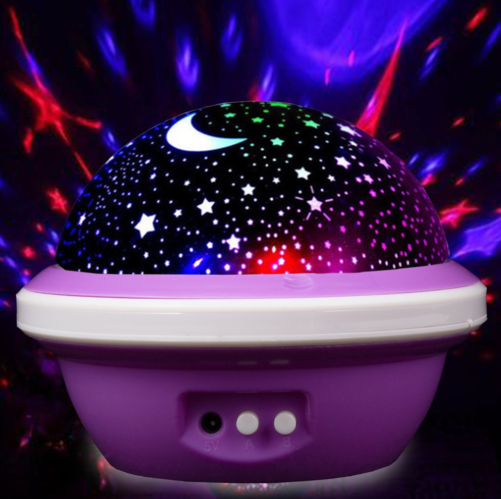 

Ночник – проектор звездного неба Night Light Фиолетовый для детей на батарейках RGB