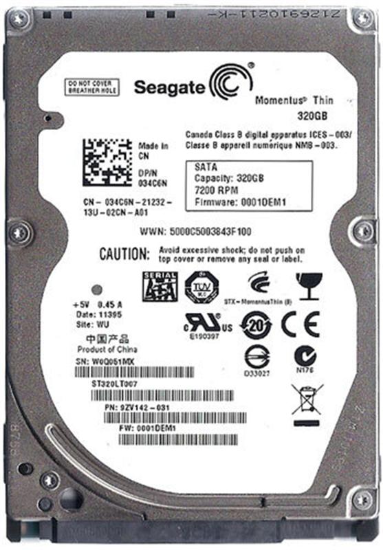 

Накопитель HDD 2.5" SATA 320GB Seagate Momentus Thin 7200rpm 16MB (ST320LT007)