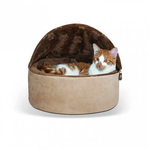

Домик-лежак для котов Kitty Hooded шоколадный/желто-коричневый K&H Pet Products 40,5х40,5х30 см BGL-KH-21