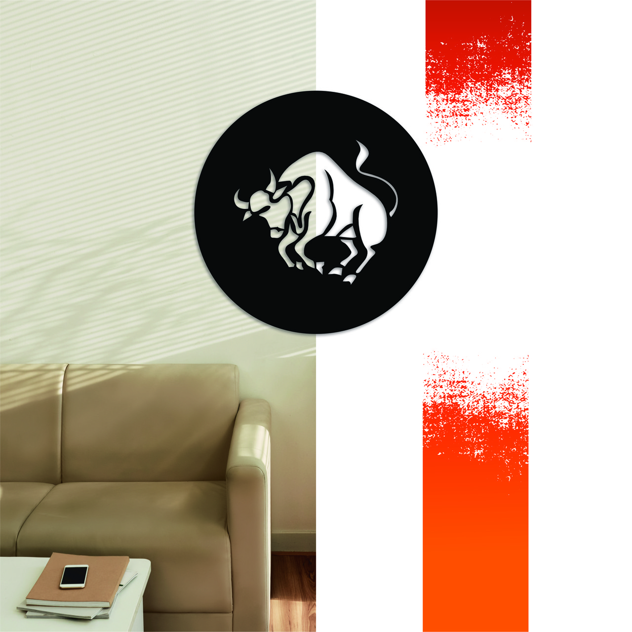 

Декоративная деревянная картина абстрактная полигональная модульная Панно Taurus / Телец Manific Decor 60*60 см