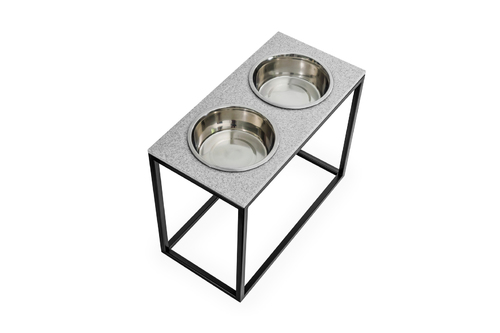 

Миски на подставке камень соль с перцем Dinner Stone Pepper Stone + Black XL40 (52x26x40cm высота/ Миски 1,8л / Диаметр 20 см) Harley & Cho BGL-HL-773