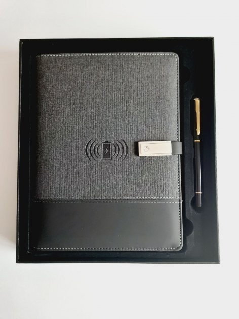 

Блокнот Power Slim Smart Gray 8000 mAh Wireless Смарт-Блокнот+Ежедневник, с беспроводной зарядкой, power bank и USB