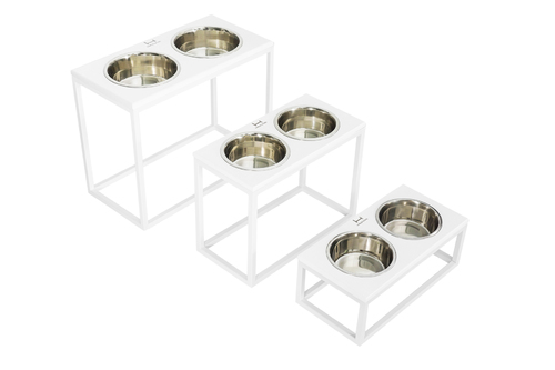 

Миски на подставке Dinner White wood + White XL40 (52x26x40cm высота/ Миски 1,8л / Диаметр 20 см) Harley & Cho BGL-HL-757