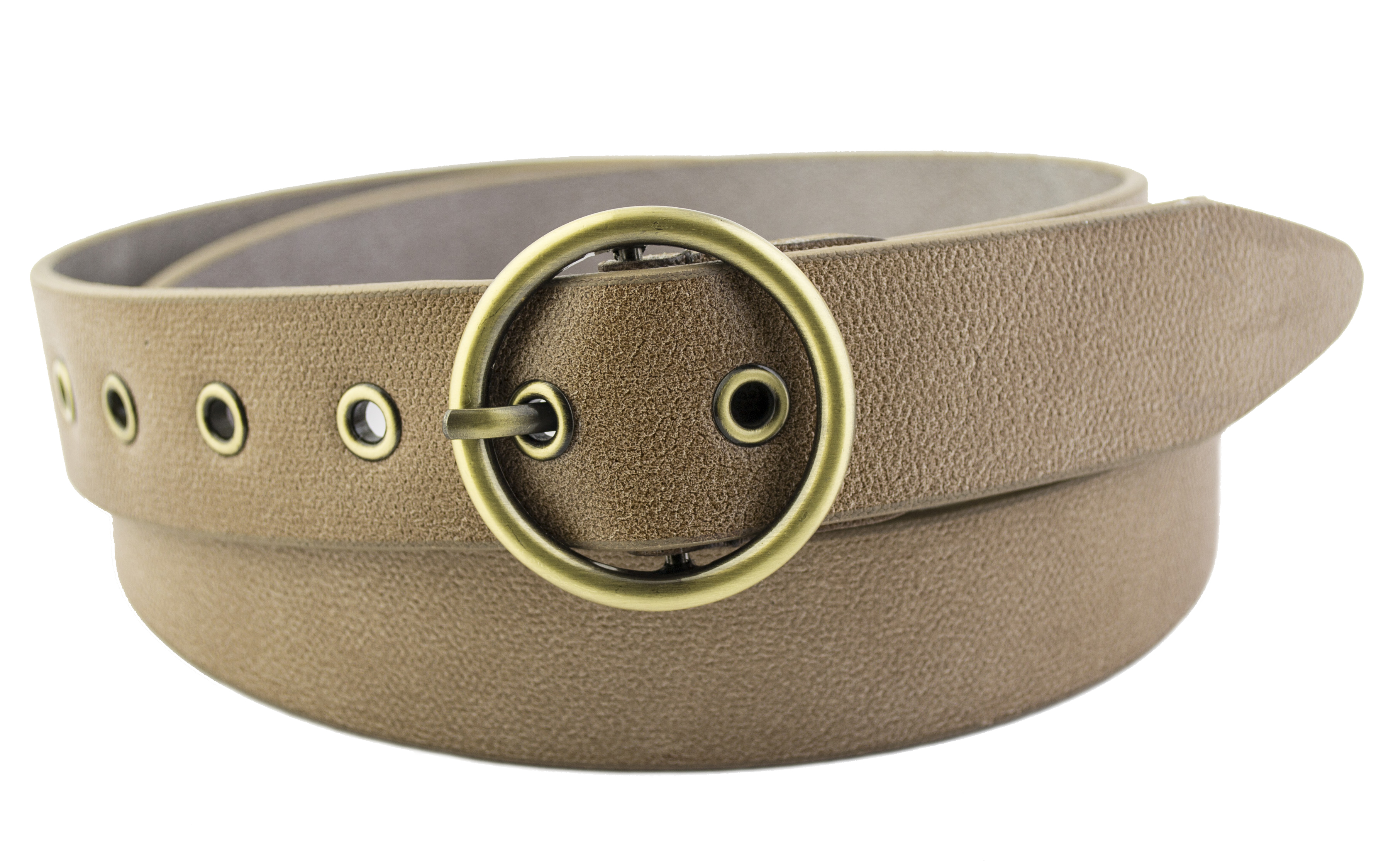 

Женский кожаный ремень с люверсами J.K. 3.5 см для джинсов или платья бежево-розовый 100-130 см