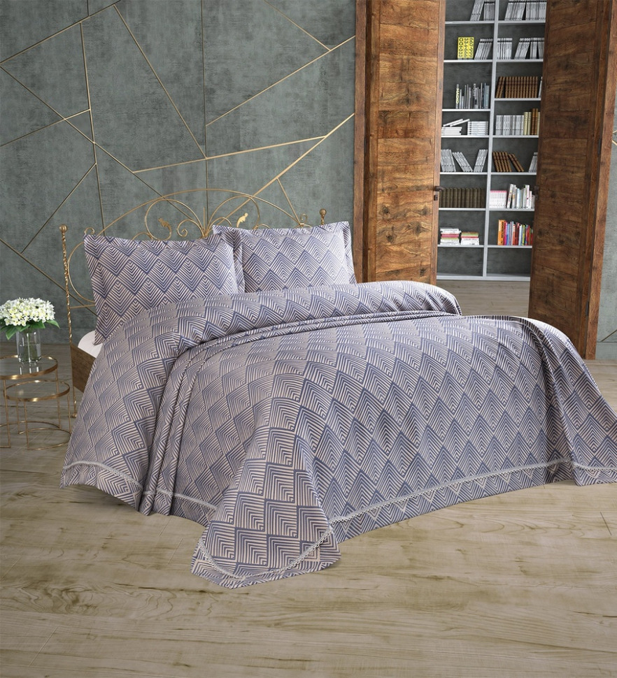 

Покрывало с наволочками Tropik Home Pandora Zigzag Navy Blue 1229-5 240x260 02003369
