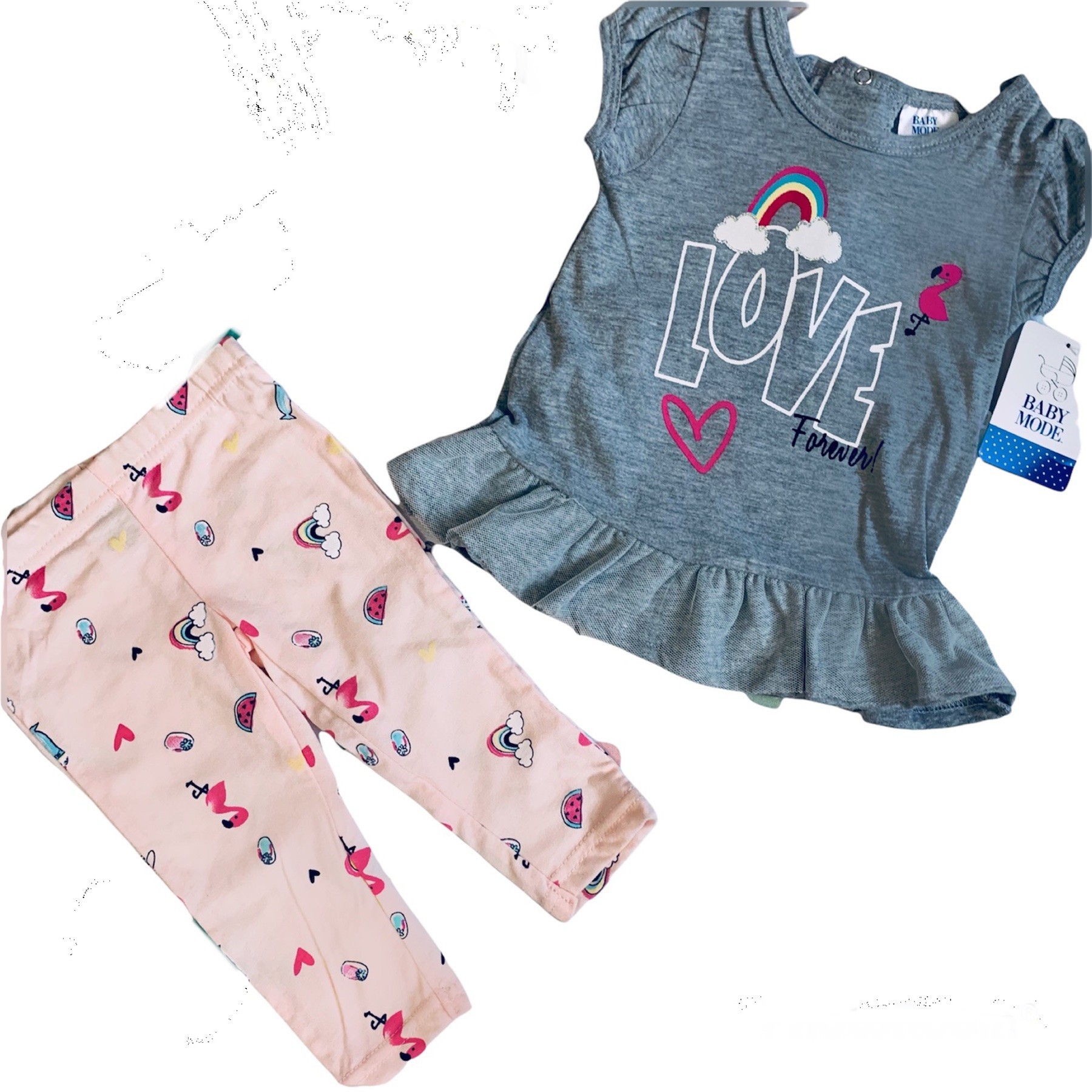 

Комплект (туника + лосины) Baby Mode 6/9 мес 62-68 см Серо-розовый