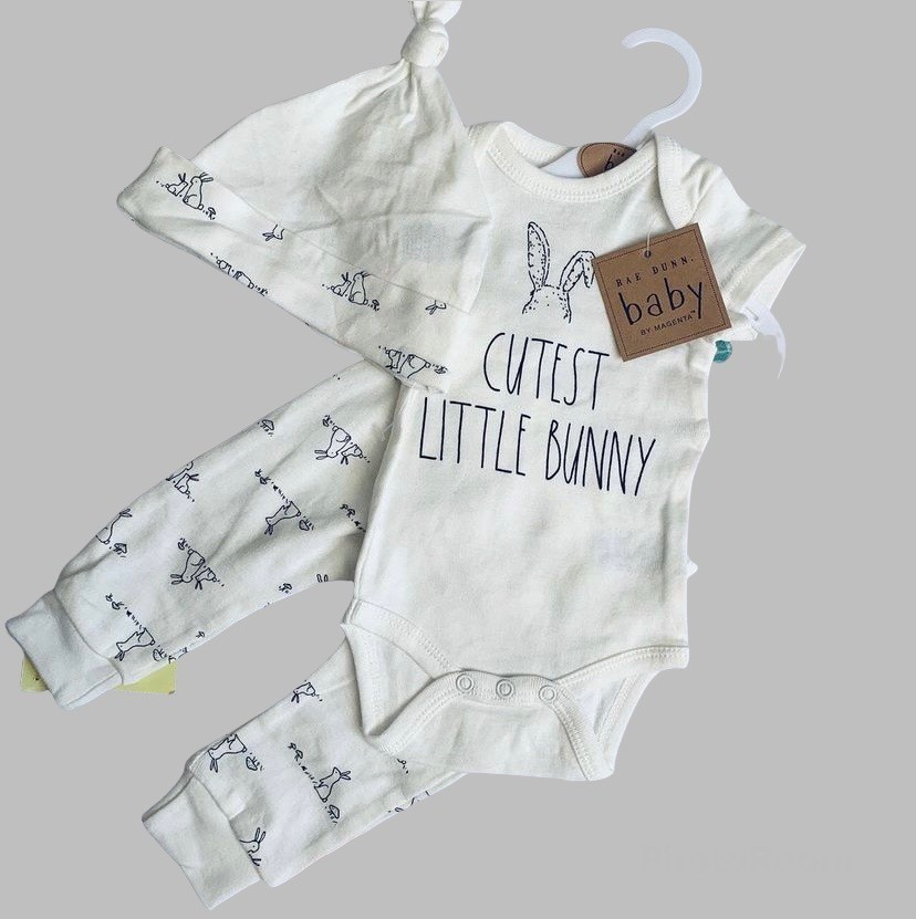 

Комплект (боди + штаны + шапочка) Rae Dunn baby 6/9 мес 68-72 см Молочный