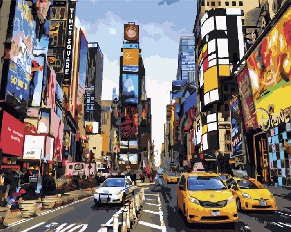 

Картина по номерам / анти-стресс раскраска Brushme Жизнь Таймс-сквер