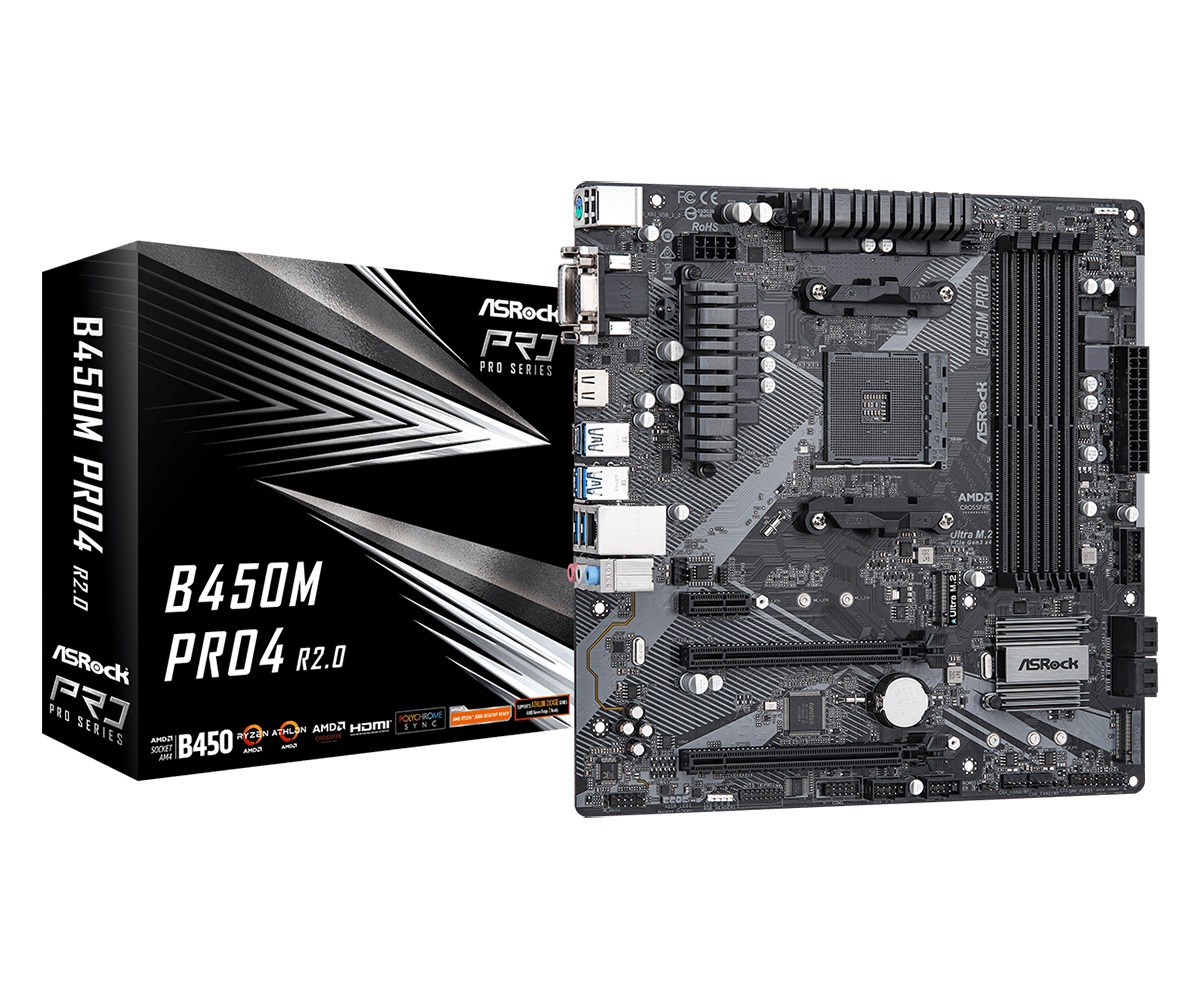 

Материнская плата ASRock B450M Pro4 R2.0 Socket AM4