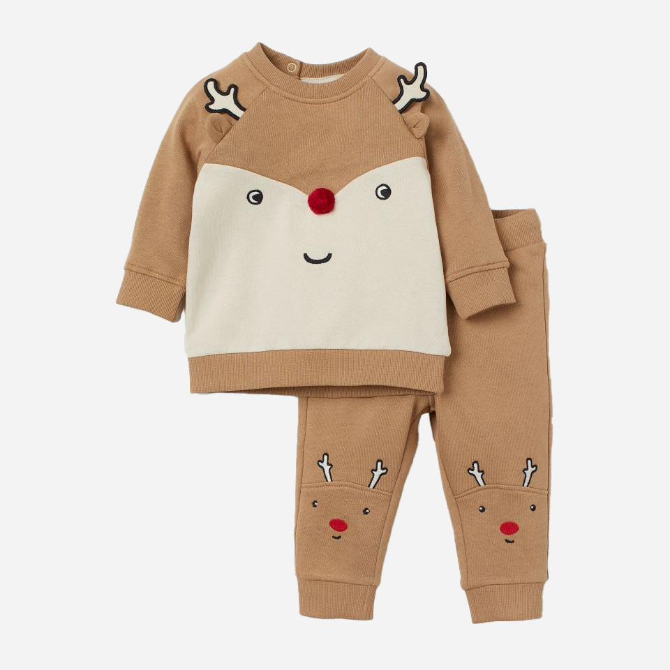 

Костюм (свитшот + штаны) H&M 060791589 92 см Коричневый/Белый