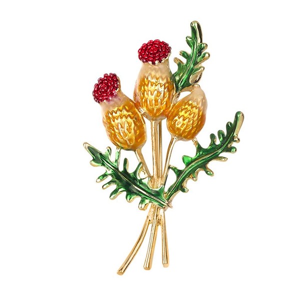 

Брошь-кулон женская BROCHE бижутерия с эмалью Цветы Чертополох оранжевая BRSF110982