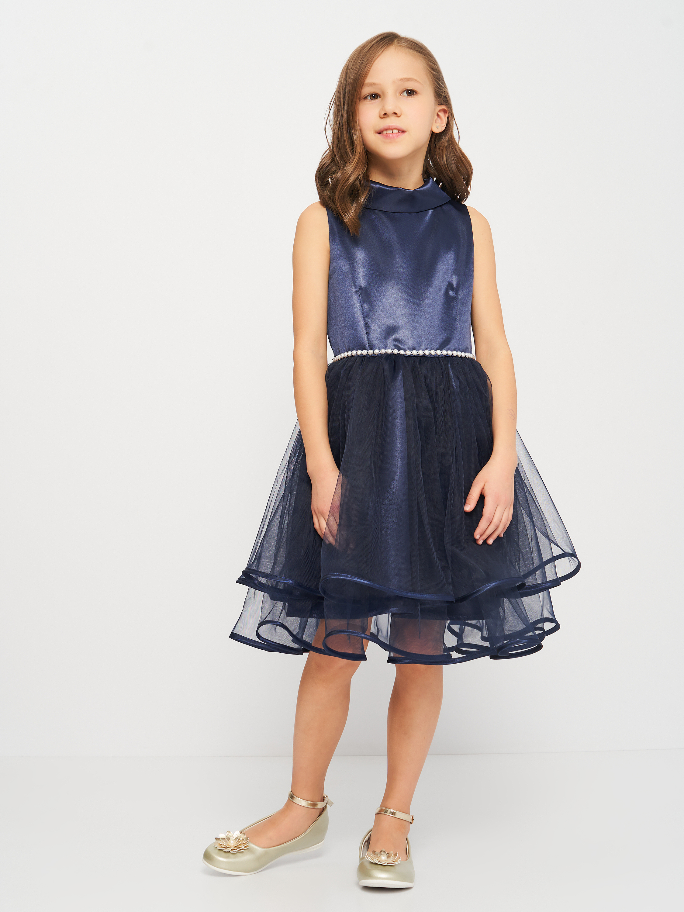 Акція на Дитяча святкова фатинова сукня для дівчинки Sasha 4336/12 134 см Синя від Rozetka