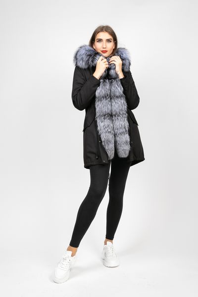 

Парка PARKA+ 01290 с натуральным мехом чернобурки и большим капюшоном Чорний, Парка PARKA+ 01290 с натуральным мехом чернобурки и большим капюшоном Чорний 44