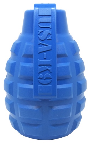 

Игрушка для собак граната USA-K9 GRENADE DURABLE RUBBER CHEW TOY & TREAT DISPENSER - BLUE XL 13.7 x 8.9 см SodaPup BGL-SD-38
