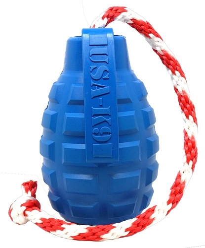 

Игрушка для собак USA-K9 GRENADE DURABLE RUBBER CHEW TOY, TREAT DISPENSER, REWARD TOY, TUG TOY, AND RETRIEVING TOY - BLUE M 9.1 x 6 см SodaPup BGL-SD-42