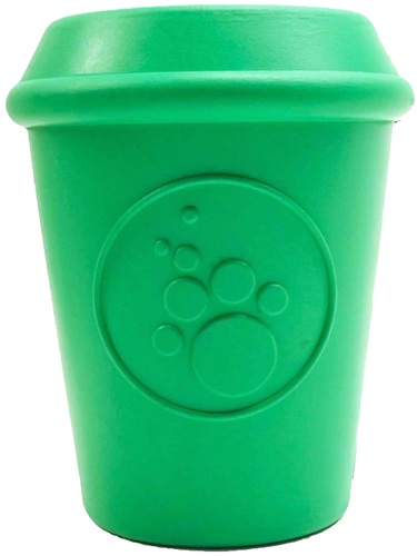 

Игрушка для собак COFFEE CUP DURABLE RUBBER CHEW TOY AND TREAT DISPENSER - LARGE - GREEN L 10.5 см Ø 10 см SodaPup BGL-SD-21
